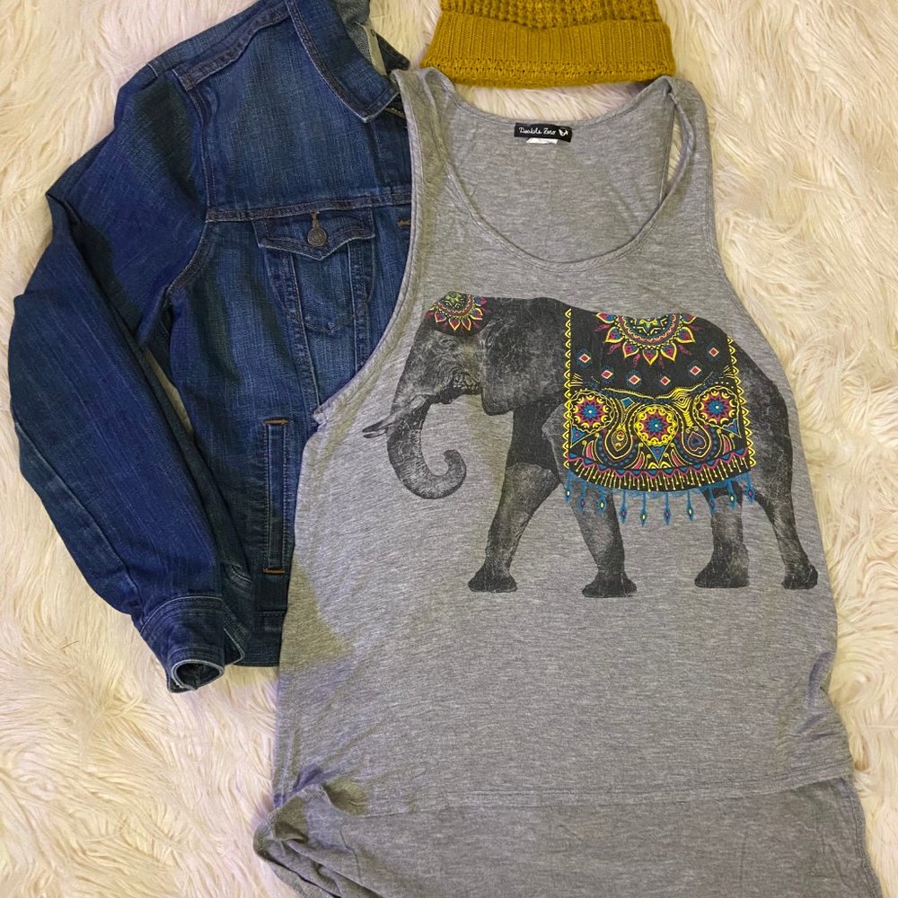 Tank Top with Painted Elephant
